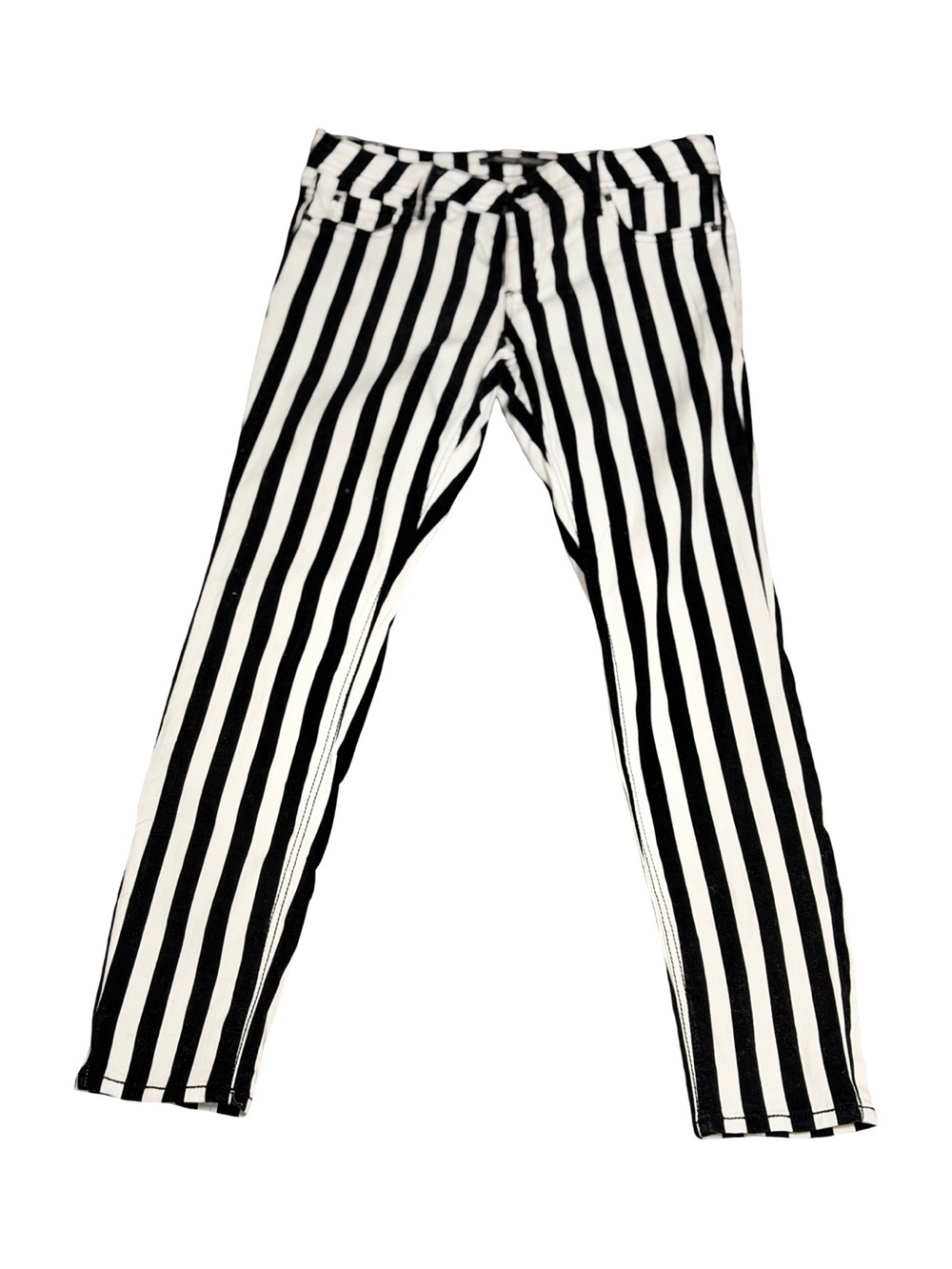 Almost Famous Black & White Striped Straight-Leg Jeans